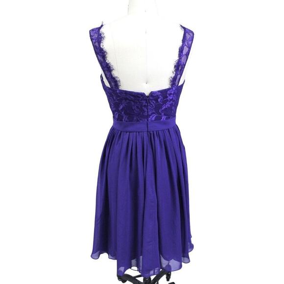 Azazie Purple Chiffon Dress NWT$139 Sz 6 34-27-37 Bridesmaid Formal Knee Length - Picture 3 of 6